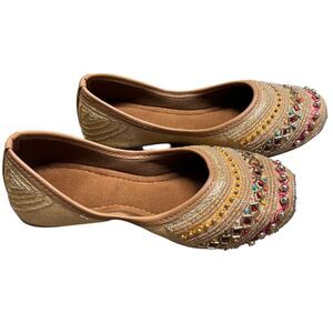 Unbranded Punjabi Jutti for Girls - Indian Shoes - Ethnic Gold Jutti Sz 3